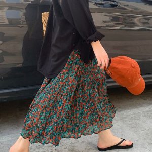 Y2K Floral Midi Boho Skirt for Women