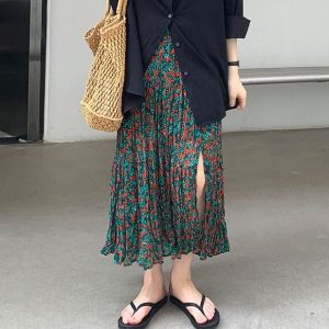 Y2K Floral Midi Boho Skirt for Women