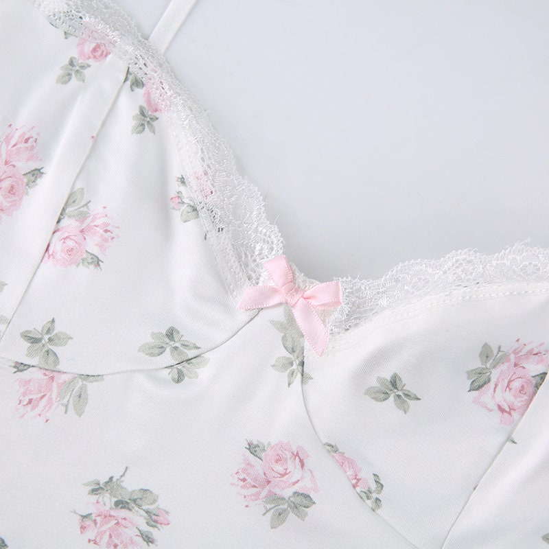 Y2K Floral Print Sleeveless V Neck Summer Dress