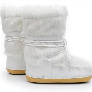 Y2K Fluffy Hair Winter Snow Boots for Women