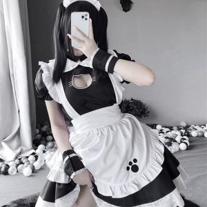 Y2K French Maid Gothic Lace Costume Party Cosplay Dress