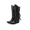 Y2K Fringed Women's Cowboy Boots - Sexy & Casual Black Rock Studded Design