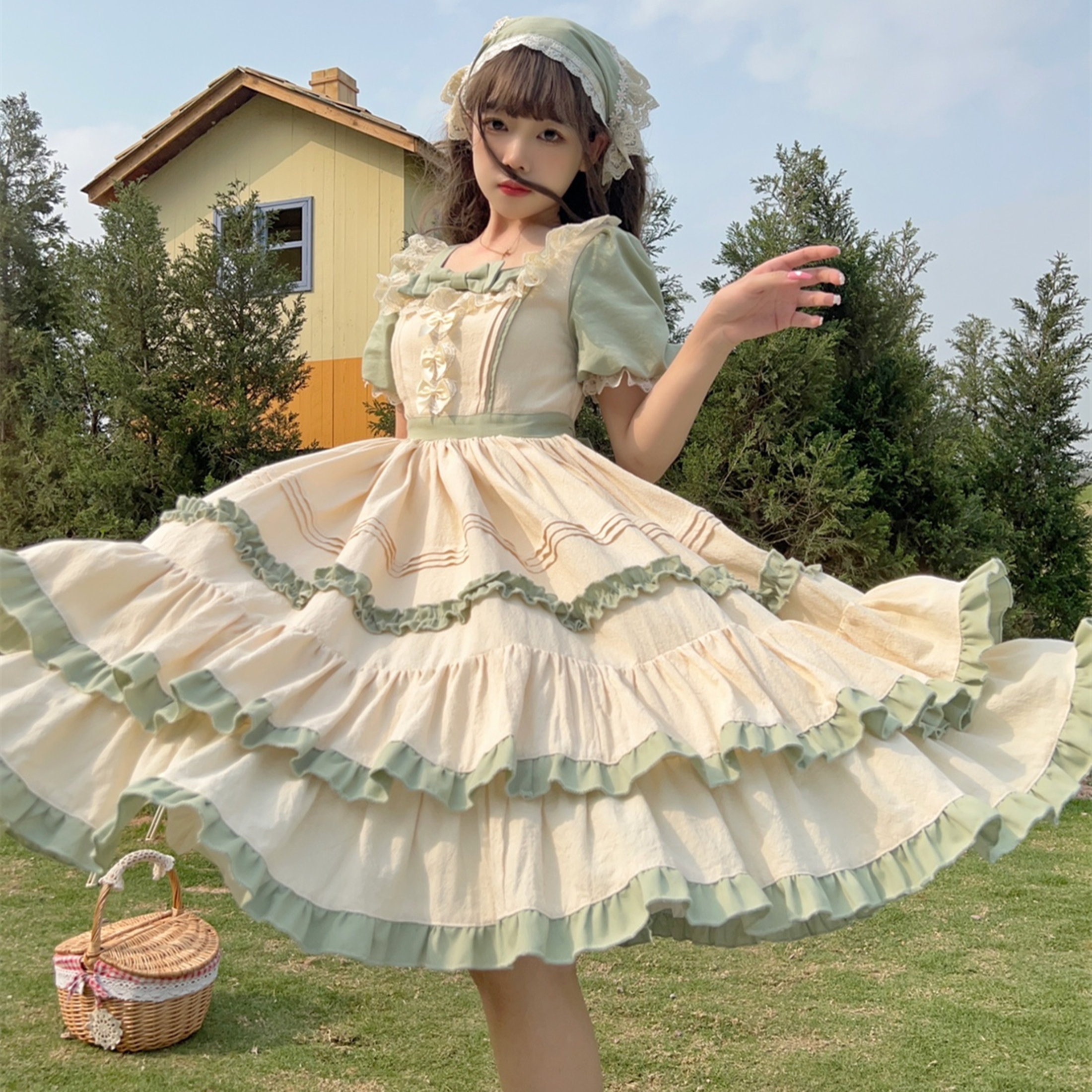 Y2K Girls Ruffle Lolita Tea Party Princess Costume Dress