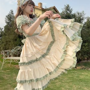 Y2K Girls Ruffle Lolita Tea Party Princess Costume Dress