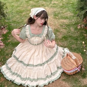 Y2K Girls Ruffle Lolita Tea Party Princess Costume Dress