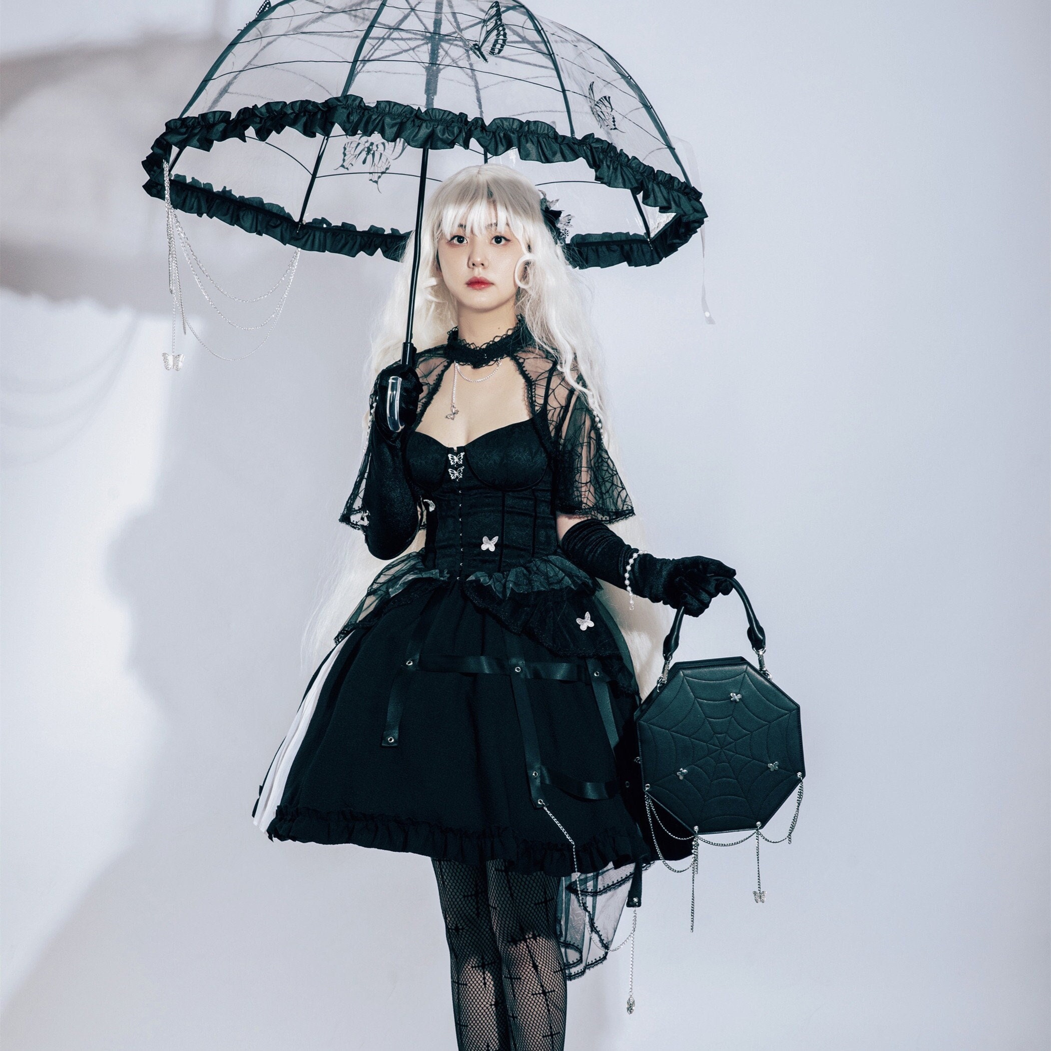 Y2K Gothic Black Steampunk Lolita Party Costume Dress