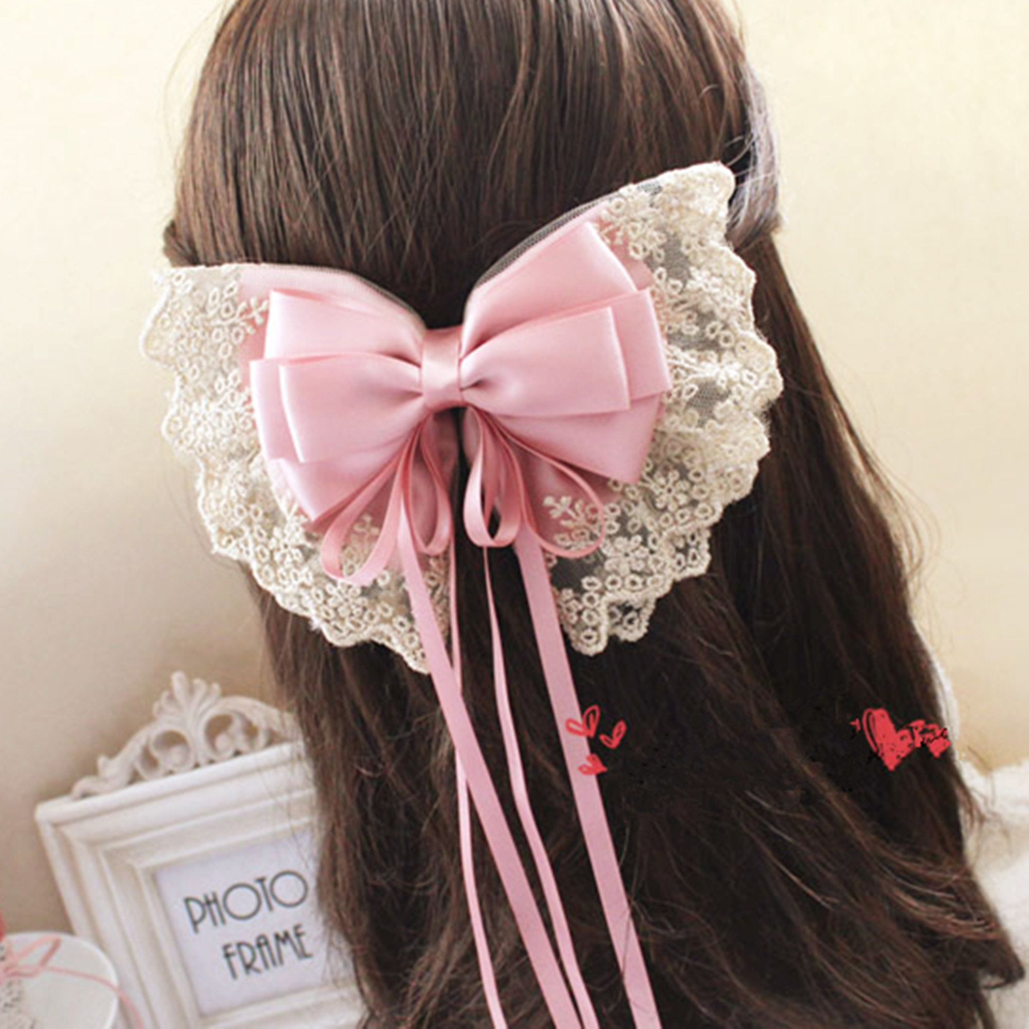 Y2K Gothic Lace Hair Accessory with Big Bowknot