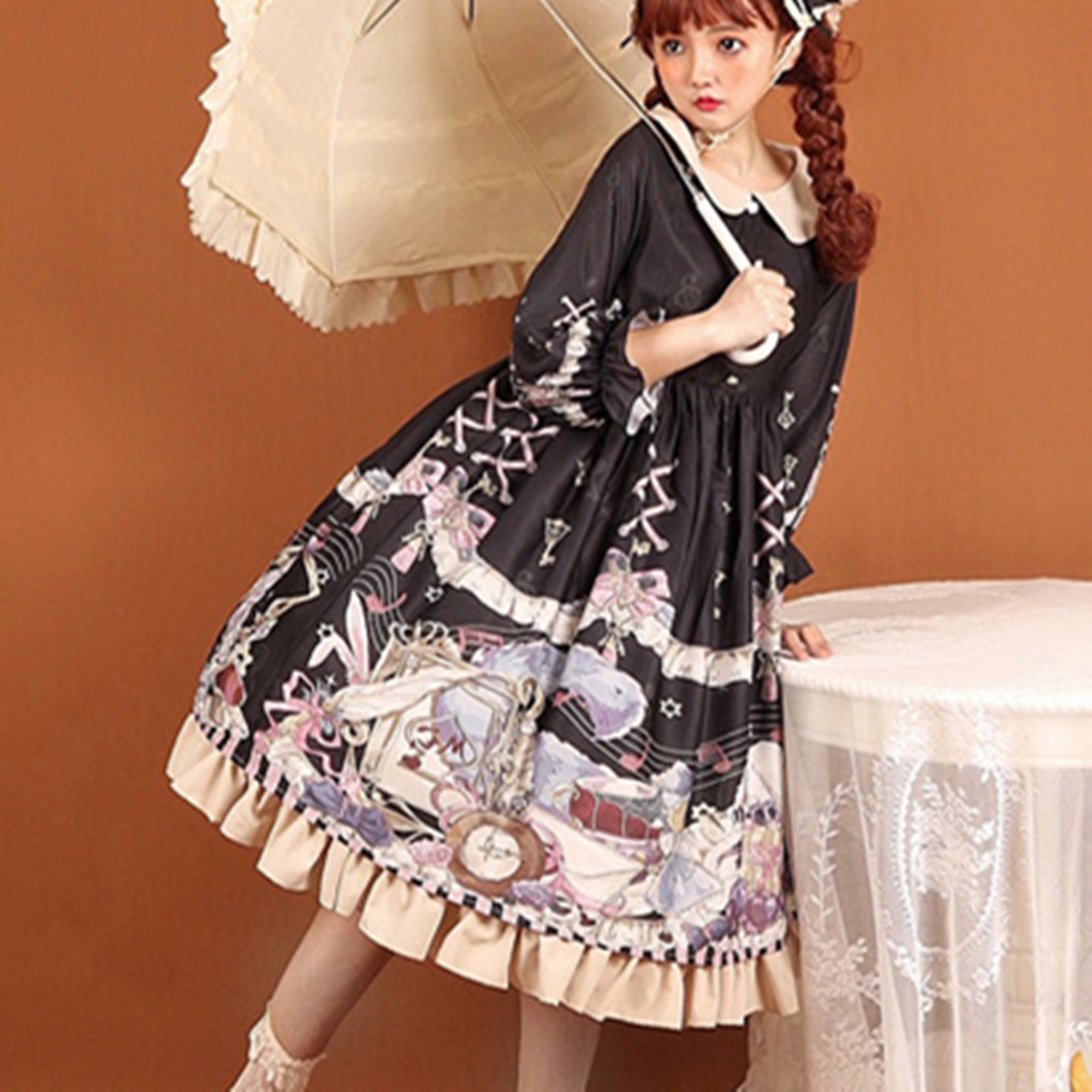 Y2K Gothic Lolita Babydoll Retro Midi Princess Costume Dress