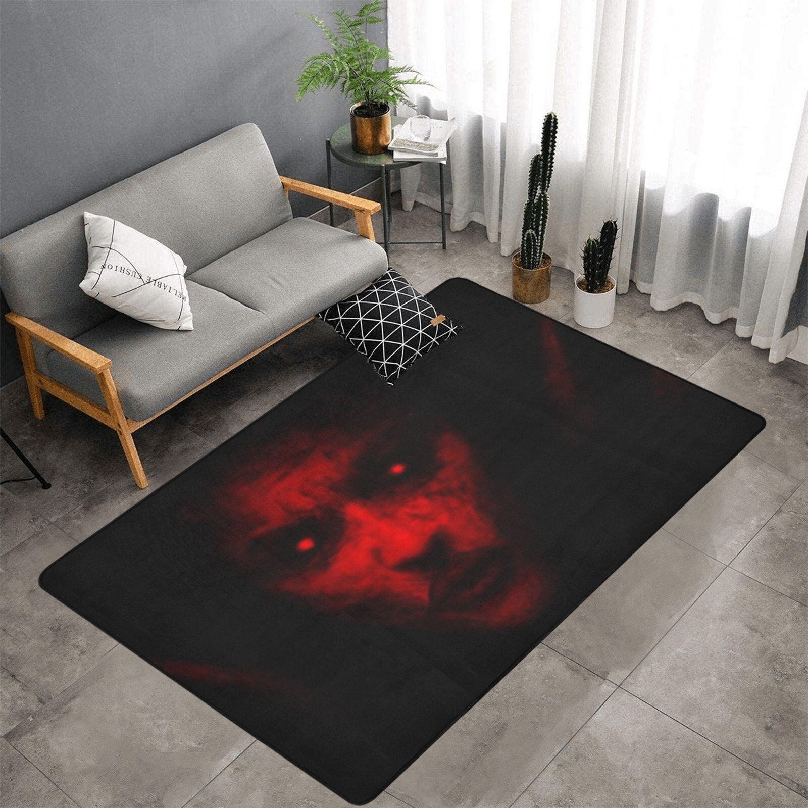 Y2K Gothic Satanism Baphomet Skull Skeleton Rug