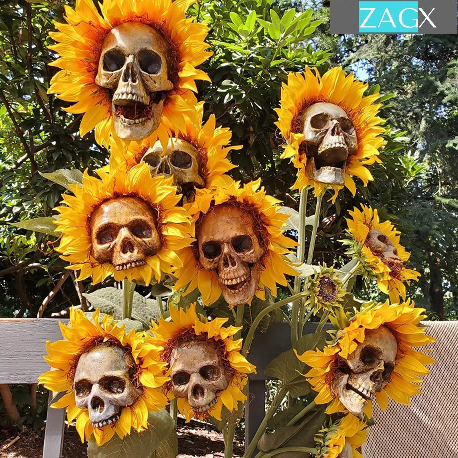 Y2K Halloween Skull Sunflowers Decoration