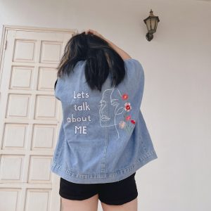 Y2K Hand Embroidered Jean Tank Top - Women's Fashion