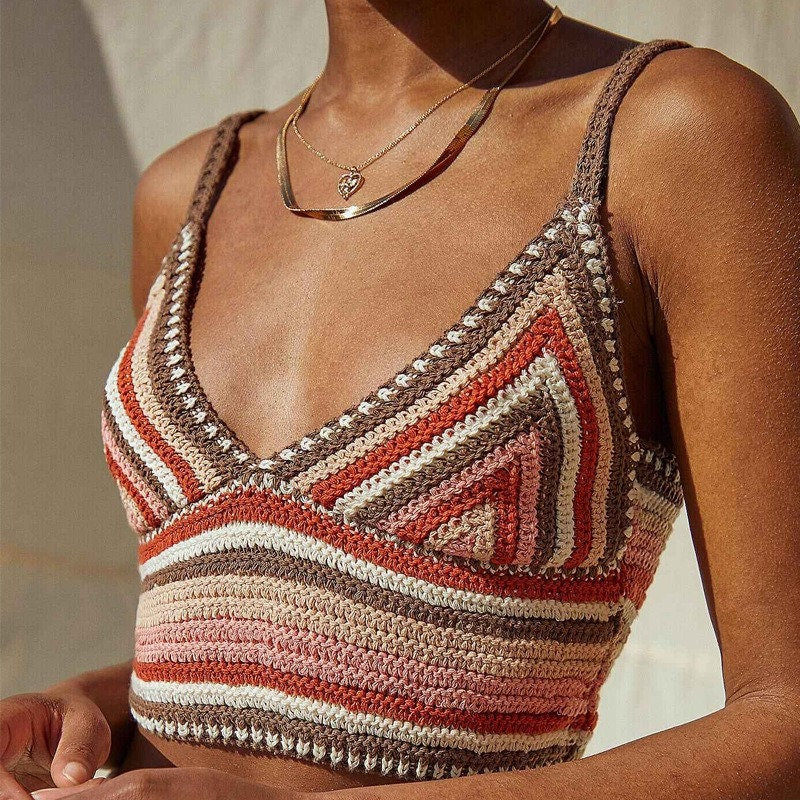 Y2K Handmade Knitted Boho Crochet Top