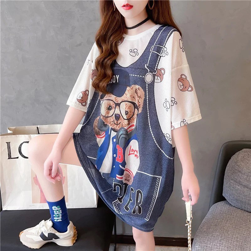 Y2K Harajuku Teddy Bear Tshirt Dress