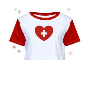 Y2K Healer Heart Crop Top | Alt Nurse Festival Clothing