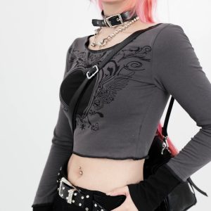 Y2K Heart Print Top | Trendy Gothic Streetwear