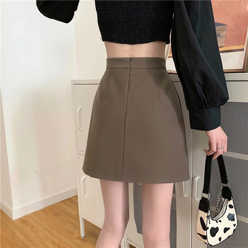 Y2K High Waist Split Skirt - Vintage College Style