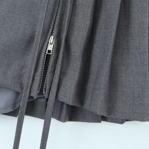 Y2K High Waisted Zipper Mini Linen Skirt