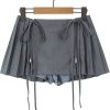 Y2K High Waisted Zipper Mini Linen Skirt