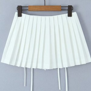 Y2K High Waisted Zipper Mini Linen Skirt