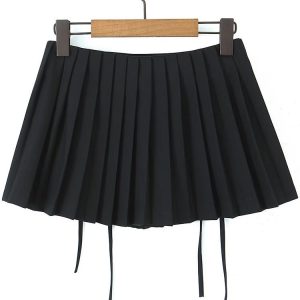 Y2K High Waisted Zipper Mini Linen Skirt