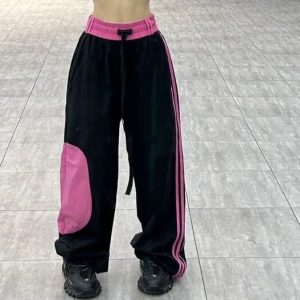 Y2K Hiphop Black Pink Sweatpants