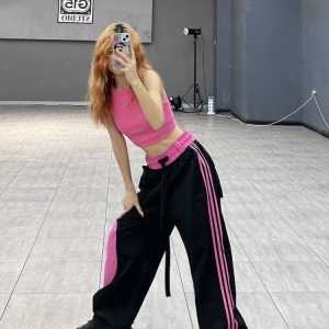 Y2K Hiphop Black Pink Sweatpants