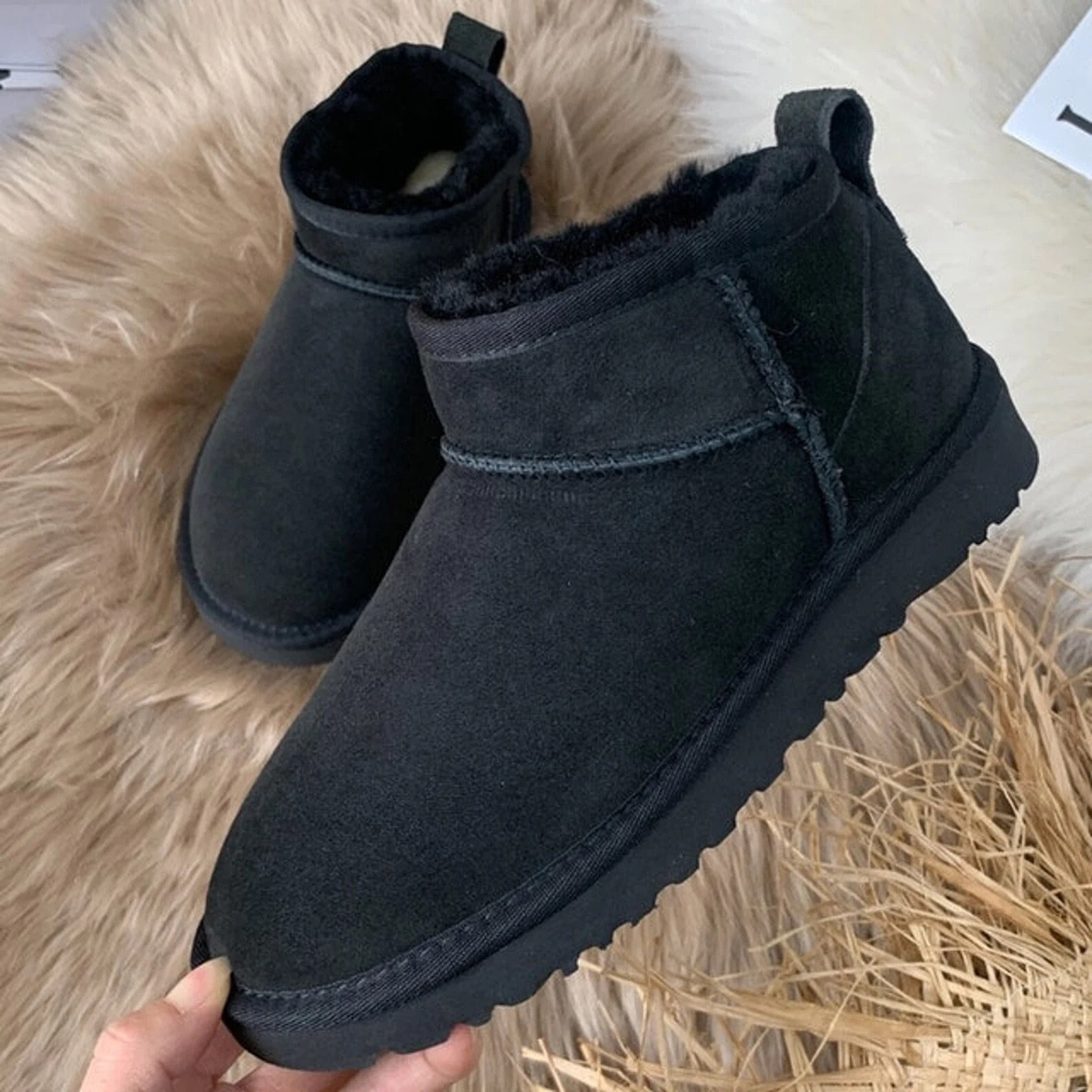 Y2K Inspired Waterproof Suede Fur Chelsea Boots