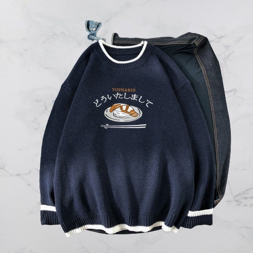 Y2K Japanese Style Embroidered Knitted Vintage Sweater