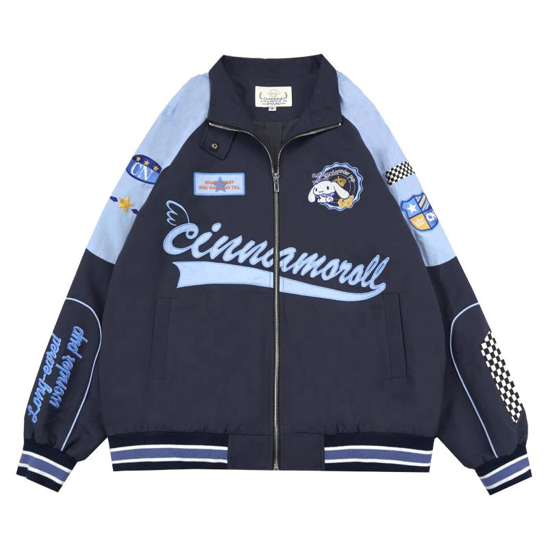 Y2K Kawaii Cinnamoroll Biker Punching Cartoon Winter Jacket