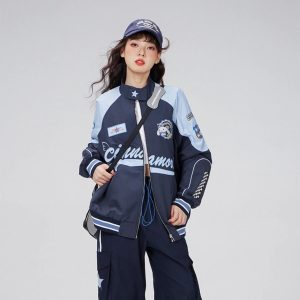 Y2K Kawaii Cinnamoroll Biker Punching Cartoon Winter Jacket