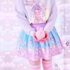 Y2K Kawaii Cute Pleated Skirt in Pastel Gradient - Fairy Kei Harajuku Fashion