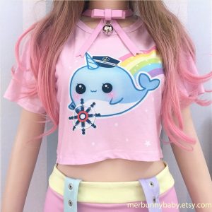 Y2K Kawaii Narwhal Crop Top - Trendy and Adorable Fashion Statement