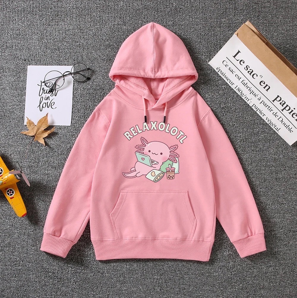 Y2K Kids Axolotl Hoodie Cotton for Youth