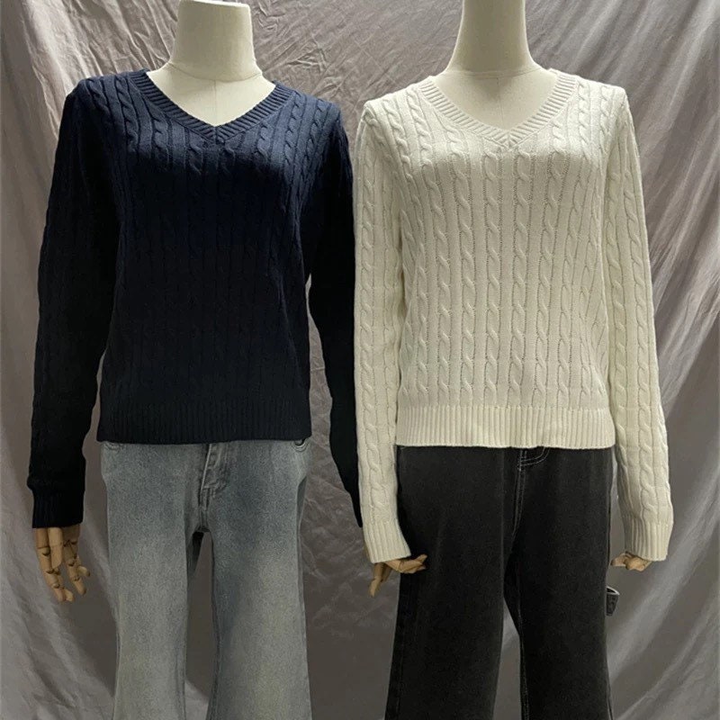 Y2K Knitted V-Neck Sweater for Winter Layering