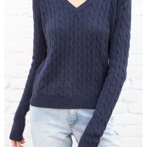 Y2K Knitted V-Neck Sweater for Winter Layering