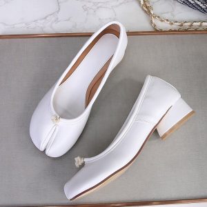 Y2K Leather Tabi Split-Toe Flats | Retro Style Slip Ons