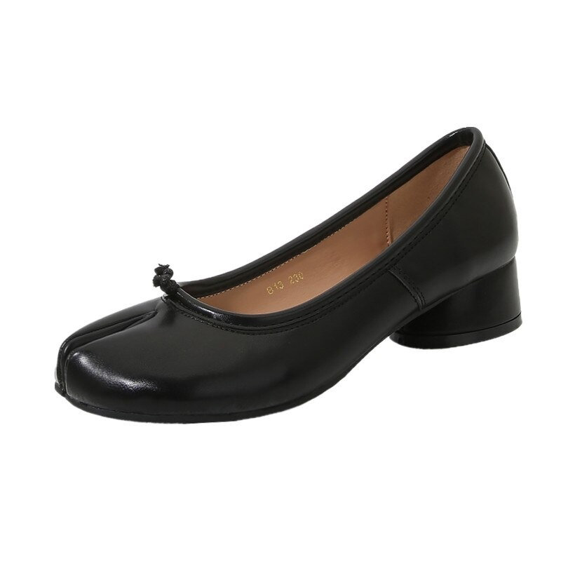 Y2K Leather Tabi Split-Toe Flats | Retro Style Slip Ons