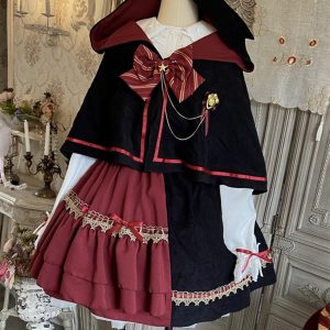 Y2K Lolita Dress with Cloak - Ruffle Cosplay Costume