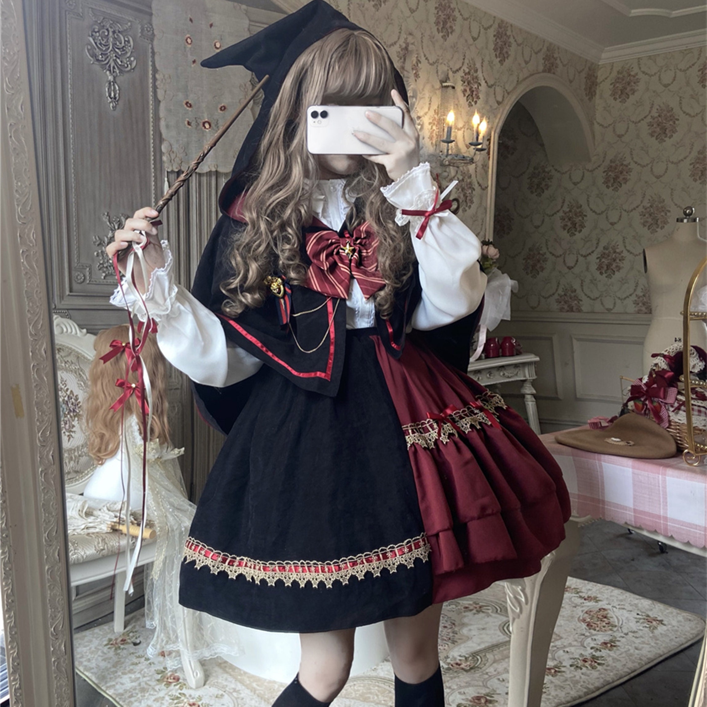 Y2K Lolita Dress with Cloak - Ruffle Cosplay Costume