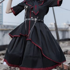 Y2K Lolita Fashion Dress with Gothic Style Jacket