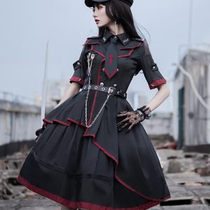 Y2K Lolita Fashion Dress with Gothic Style Jacket