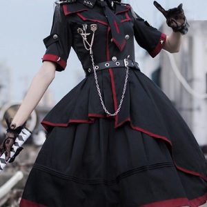 Y2K Lolita Fashion Dress with Gothic Style Jacket