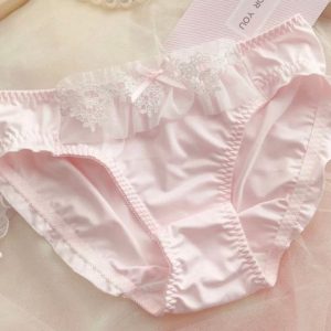 Y2K Lolita Lingerie Set - Sweet Pink Ruffle Embroidery