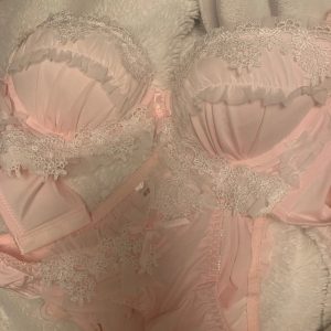 Y2K Lolita Lingerie Set - Sweet Pink Ruffle Embroidery