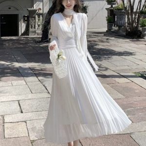 Y2K Long Lantern Sleeve Ruffle Maxi Party Dress