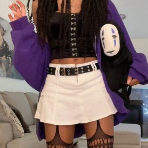 Y2K Low Waist Micro Skirt with Pockets and Patchwork - Streetwear Goth Aesthetic