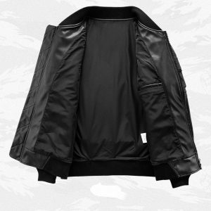 Y2K Men's Black Casual Bomber Jacket with Multiple Pockets