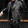 Y2K Men's Black Vegan Leather Biker Jacket with Zipper