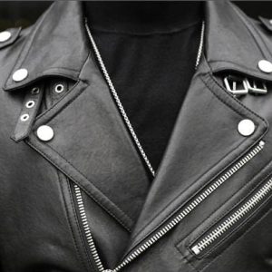 Y2K Men's Black Vegan Leather Biker Jacket with Zipper