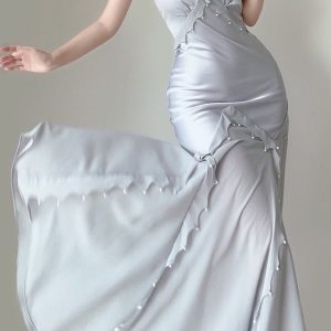 Y2K Mermaid Satin Prom Dress - Embrace Elegance with a Timeless Silhouette